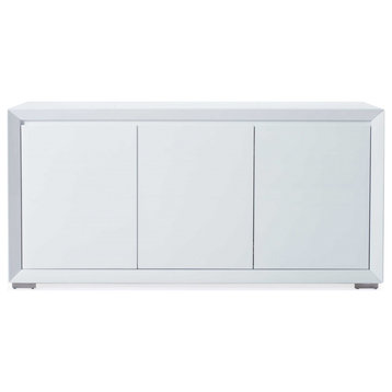 HomeRoots 61" X 20" X 30" White Stainless Steel Buffet