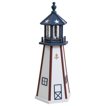 Outdoor Poly Lumber Lighthouse Lawn Ornament, Patriotic, 3 Foot, Standard Electric Light