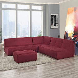 Align Berry Fabric Sectional Sofa with Ottoman - $2087.43 - Sectional Sofas