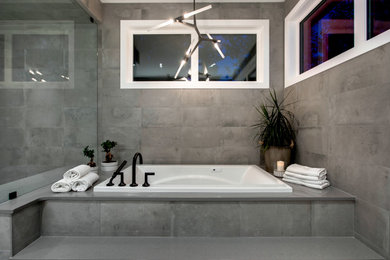 Inspiration for a large modern bathroom remodel in Calgary