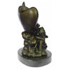 Hot Cast Be My Valentine By French Artist Moreau Candle Holder Bronze Statue