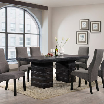 7 Piece Cappuccino Wood Rectangle Kitchen Dinette Dining Table & 6 G
