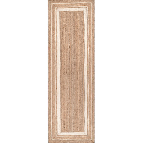 Nuloom Jute Braided Border Area Rug, Off White 2'6"x10'