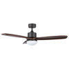 52" 3 Wood Blades LED Ceiling Fan, Reversible Motor, Remote Control, Old Bronze