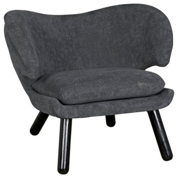 Valerie Wood Black Armless Chair with Grey Fabric
