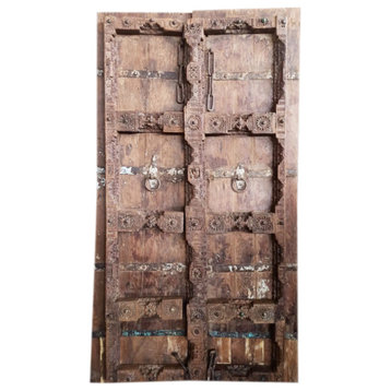 Antique Teak Doors, Rustic Farmhouse Doors, Haveli India Doors 78x45