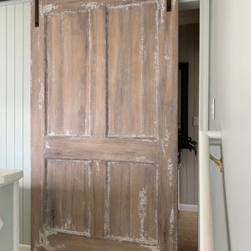 Faux Weathered Wood Finish Sliding Barn Door