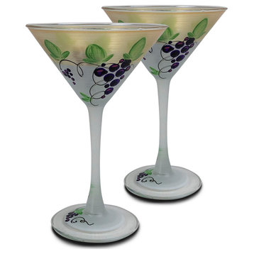 Grapes 'n Vines Martini Glasses, Set of 2