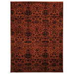 Aminco - Arabesque Rug, Red and Black, 12'1"x8'11" - This fine hand-knotted Arabesque Rug is truly a work of art. It features hand-spun wool and a pattern that is derived from classic Agra designs. Lay this beautiful 12 foot 1 inch by 8 foot 11 inch rug in your living room, bedroom, or even dining room to pull together an eclectic look.