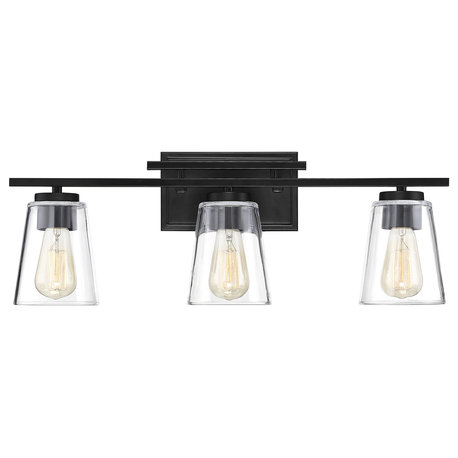 Calhoun Vanity Fixture, Matte Black, 3-Light