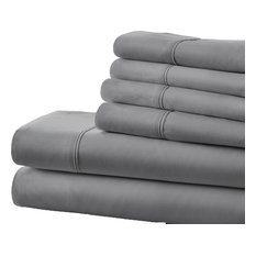 Becky Cameron Premium Ultra Soft Luxury 6-Piece Bed Sheet Set, Gray, Twin