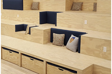 Home theater - craftsman home theater idea in New York