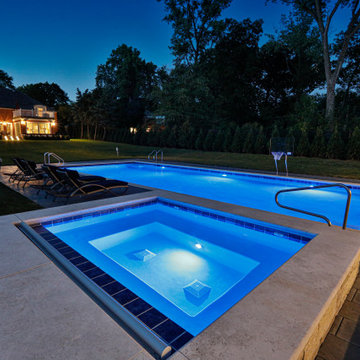 Glenview, IL Swimming Pool and Raised Hot Tub