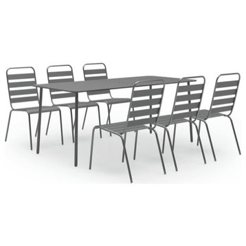 vidaXL Patio Dining Set 7 Piece Outdoor Table and Chair Set Steel Dark Gray