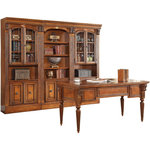 Parker House - Parker House Huntington 4-Piece Library Wall With Writing Desk in Pecan - Our Huntington Library Wall bears class and high quality while serving as a modular and multi-functional unit. This collection can be configured as an Entertainment Center, Home Office, Bookcase Wall, and Entertainment Bar Wall. By offering a wide variety of custom storage options, this group is sure to suit your individual and household needs. The Huntington system offers durable wood construction in an Antique Vintage Pecan finish and decorative trims, which adds to its stunning Traditional English Style. This group will be sure to infuse your home with an intricate and lustrous feel while providing enhanced functionality.