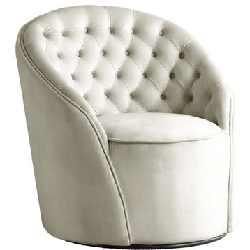 Alessio Velvet Upholstered Accent Chair, Cream