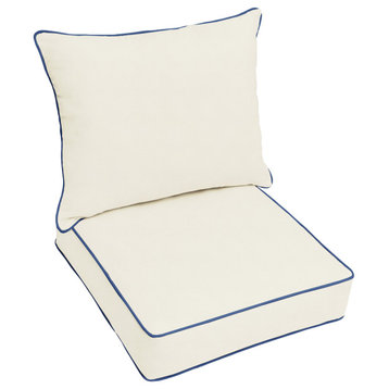 Sunbrella Canvas Natural Outdoor Deep Seating Pillow and Cushion Set, 23.5x23