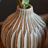 3 Piece Orange/Tan/Brown Stoneware Table Vase Set