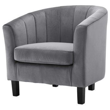 Modern Tufted Armchair Accent Chair, Velvet Gray