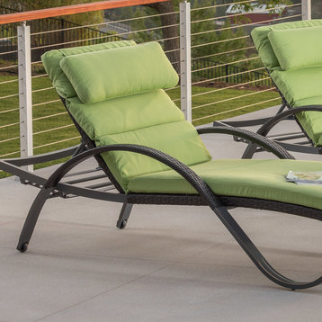Deco 2 Piece Aluminum Outdoor Patio Chaise Lounges Chair, Ginkgo Green