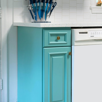Blue-Green Painted Kitchen Cabinets in Rockville, MD