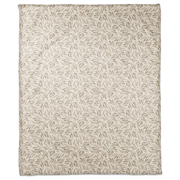 Greige Leaves 50x60 Coral Fleece Blanket