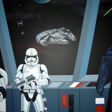 Star Wars: The Force Awakens Murals in a bedroom by Tom Taylor of Mural Art LLC
