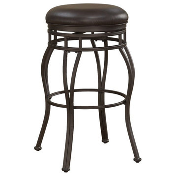 Villa 34" Backless Tall Bar Stool in Taupe Gray with Russet Brown