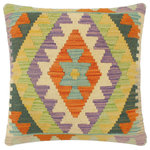 Bareens Designer Rugs - Boho Chic Turkish Forrest Hand Woven Kilim Pillow - Embellish your home with this timeless casual chic handmade Southwestern Kilim throw pillow covers made with wool and cotton. Constructed on a loom by Nomad Turkman people with hand spun wool and Natural Vegetable dyes these beautiful Kilim pillow covers are known for their beautiful repetitive geometrical, naturalistic floral and traditional patterns yet still giving it a moden look. Masterfully artisan-crafted on traditional Kilim looms with a contemporary fashion palette producing bold intricate sharp patterns making them a standout piece in any decor.