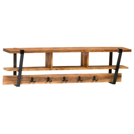 Ryegate Solid Wood, Metal Coat Hooks, Storage, Natural