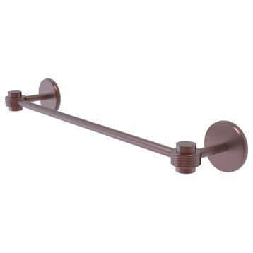 Satellite Orbit One 24" Towel Bar With Groovy Accents, Antique Copper