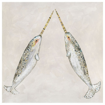 "Narwhal Duo" Stretched Canvas Art by Eli Halpin, 24"x24"