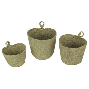 Set of 3 Woven Hanging Basket Decorative Organizer Pockets Home Storage Decor