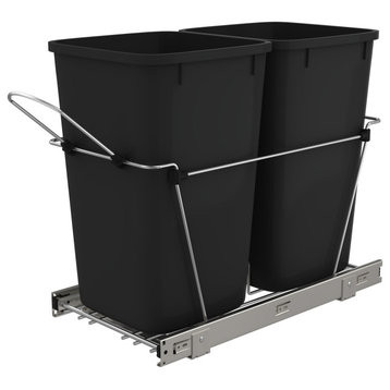 Chrome Steel Pull Out Waste/Trash Containers, Black
