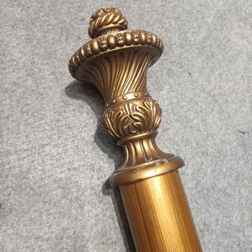 QYT70 Two Inches Custom Wood Curtain Rods And Gold Hardware