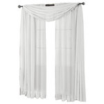 Royal Tradition - Abri Single Rod Pocket Sheer Curtain Panel, White, 50"x63" - Want your privacy but need sunlight? These crushed sheer panels can keep nosy neighbors from looking inside your rooms, while the sunlight shines through gracefully. Add an elusive touch of color to any room with these lovely panels and scarves. Sheers enhance the beauty of windows without covering them up, and dress up the windows without weighting them down. And this crushed sheer curtain in its many different colors brings full-length focus to your windows with an easy-on-the-eye color.