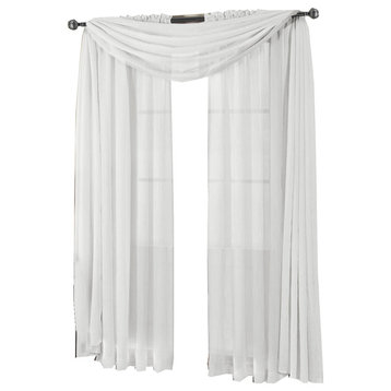 Abri Single Rod Pocket Sheer Curtain Panel, White, 50"x63"
