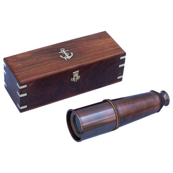 Deluxe Class Admiral's Antique Copper Spyglass Telescope 32'' With Rosewood Box