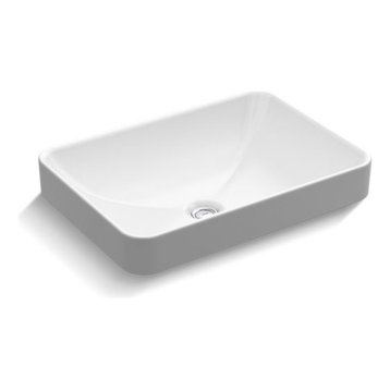 Kohler Vox Rectangle Vessel Bathroom Sink, White