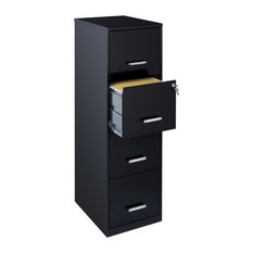 Space Solutions 18" Deep 4 Drawer Metal File Cabinet Black