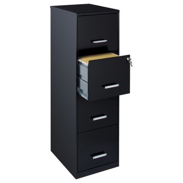 Space Solutions 18" Deep 4 Drawer Metal File Cabinet Black