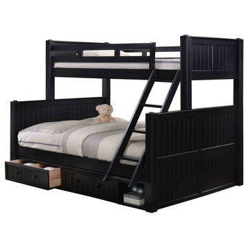 Beatrice Black Twin over Queen Bunk Bed with Underbed Storage Drawers