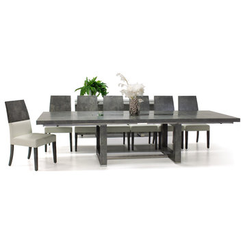 8 Piece Concrete Dining Set with Adjustable Table