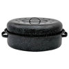 Granite-Ware® 0509-2 Porcelain-On-Steel Covered Oval Roaster, Black, 18"