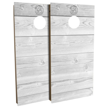 Rustic White Wood Cornhole Board Set, Includes 8 Bags