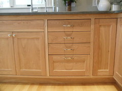 Red birch kitchen cabinets