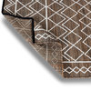 Hand Woven Brown and Burghundy Diamond Patterned Jute Rug by Tufty Home, 2.5x9