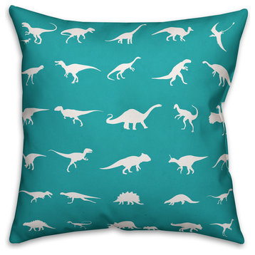 Blue Dinosaur Pattern Spun Poly Pillow, 18x18