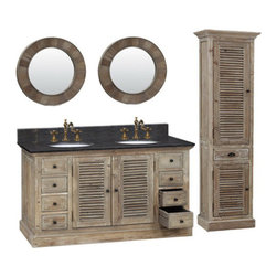 Abel 60 inch Double Sink Rustic Bathroom Vanity - Bathroom Vanities And Sink Consoles