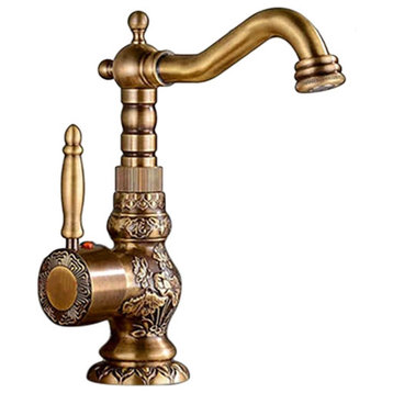 Milo Luxury Antique Bronze Copper Carving Bathroom Basin/Sink Faucet